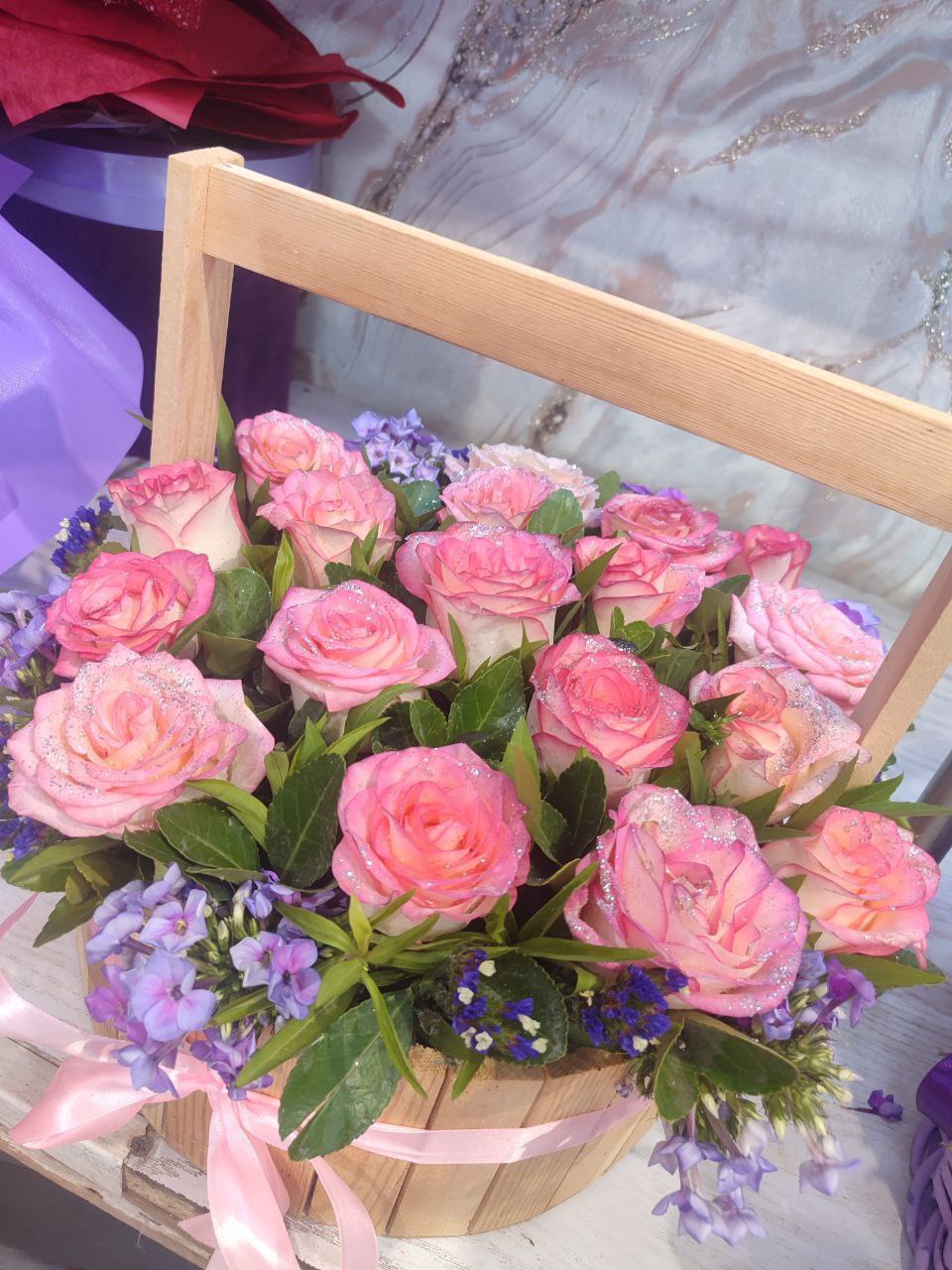 💐Корзина из розовых роз