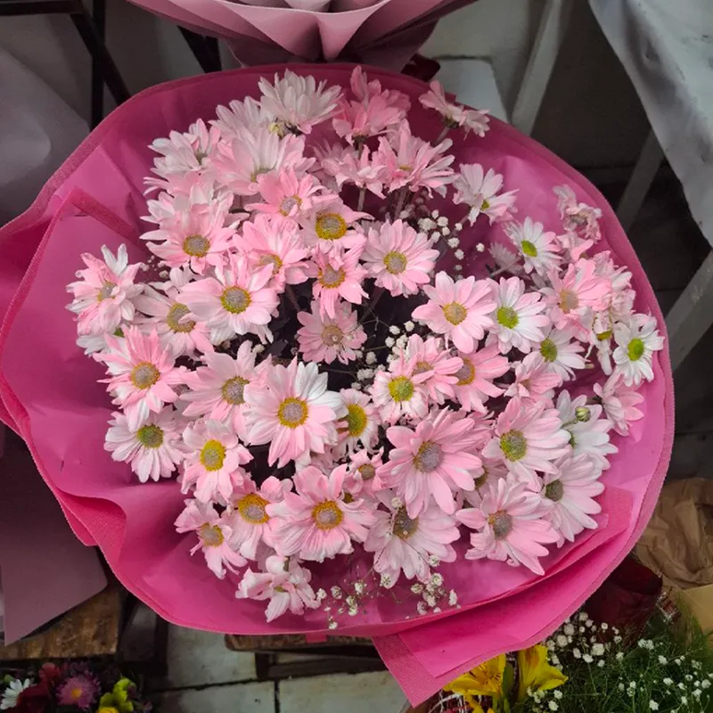 💜 Букет «Розовая ромашковая сказка» — изображение 2